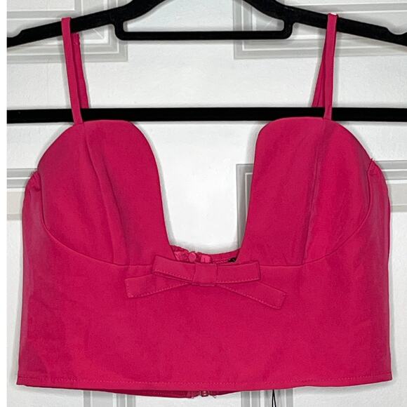 Ego NEW Pink Crop Bow Detail Shirt Size 6 - Picture 2 of 9